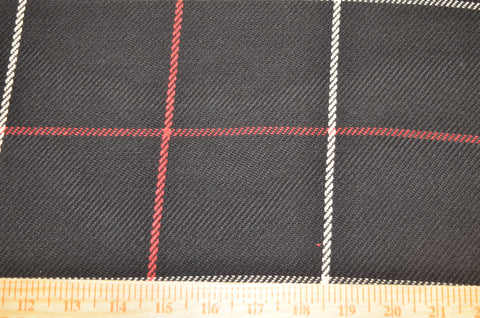 Linear Plaid Black Red White Laura Kiran Fabric