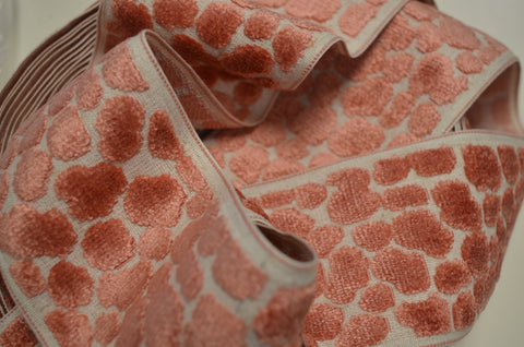 Alpas Flamingo 3.5 inch Coral Pink Cut Velvet Europatex Tape Trim