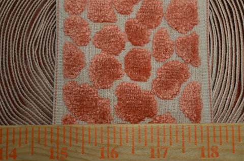 Alpas Flamingo 3.5 inch Coral Pink Cut Velvet Europatex Tape Trim