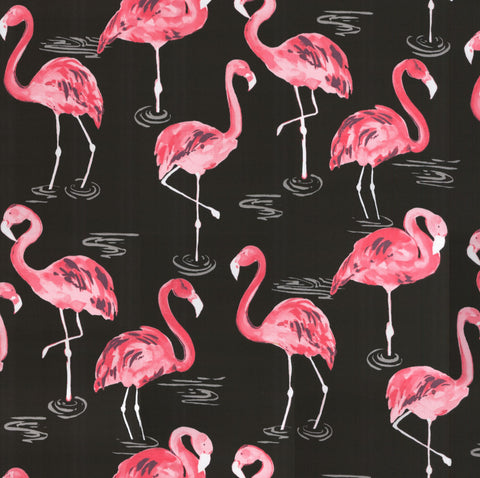 OD Flamingo Black Tempo Fabric