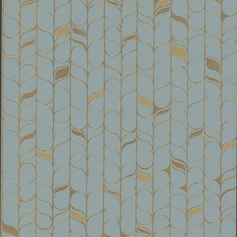 OS4202 Blue Gold Perfect Petals Wallpaper