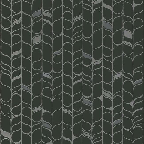 OS4205 Black Silver Perfect Petals Wallpaper