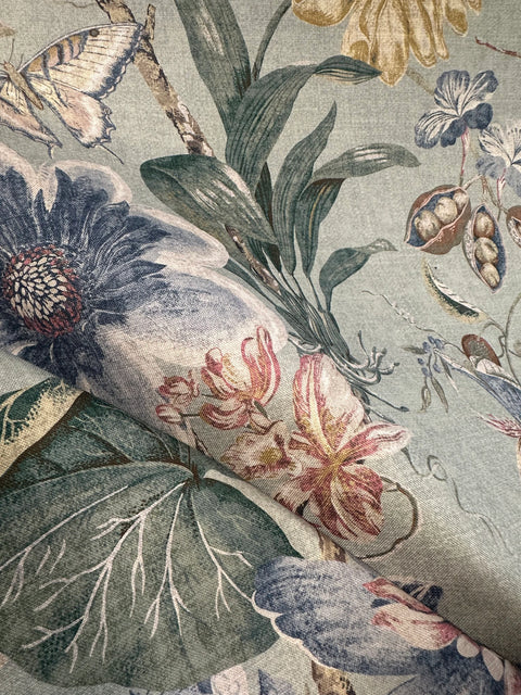 Tropical Pavilion Seafoam Floral Insect P/Kaufmann Fabric