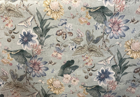 Tropical Pavilion Seafoam Floral Insect P/Kaufmann Fabric