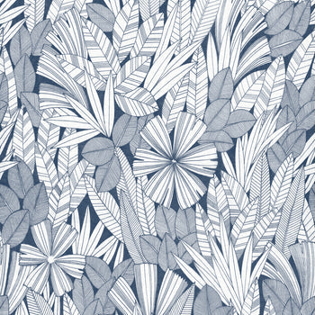 4081-26342 Bannon Blue Leaves Wallpaper