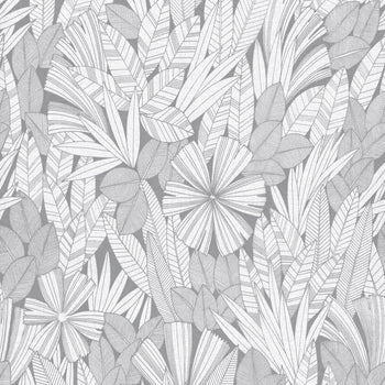 4081-26344 Bannon Grey Leaves Wallpaper