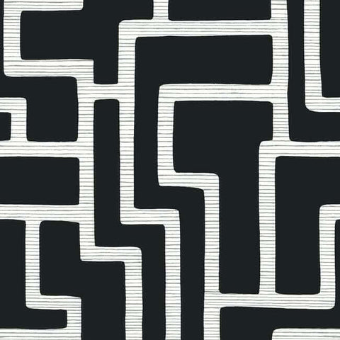 BW3831 Black White Graphic Polyomino Wallpaper