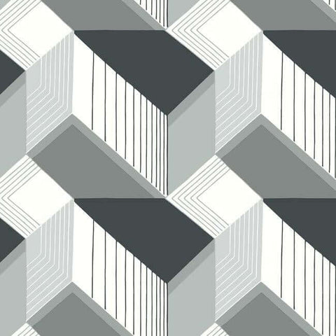 BW3882 Black White Graphic Geo Blocks Wallpaper