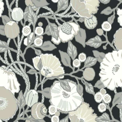 BW3981 Black Cream Vincent Poppies Wallpaper
