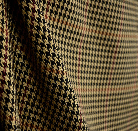 D2909 Pembrook Java Houndstooth Check Plaid Fabric