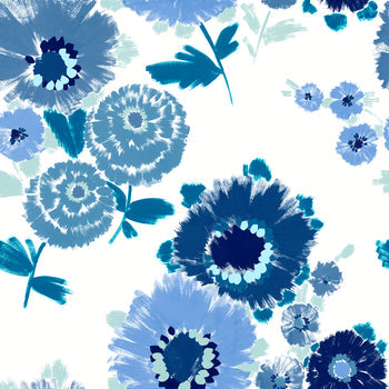 4081-26324 Essie Blue Painterly Floral Wallpaper