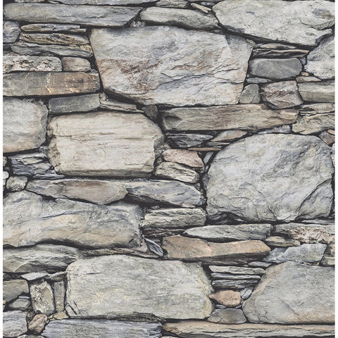 Stone Wall Grey Historic Wallpaper