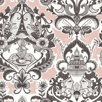 2973-90884 Sadie Blush Parisian Damask Wallpaper