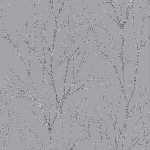 2979-37260-1 Diani Pewter Metallic Tree Wallpaper