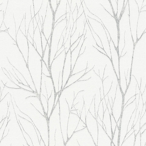 2979-37260-2 Diani White Metallic Tree Wallpaper