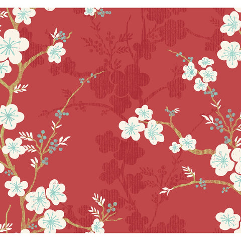 2973-90101 Nicolette Red Floral Trail Wallpaper