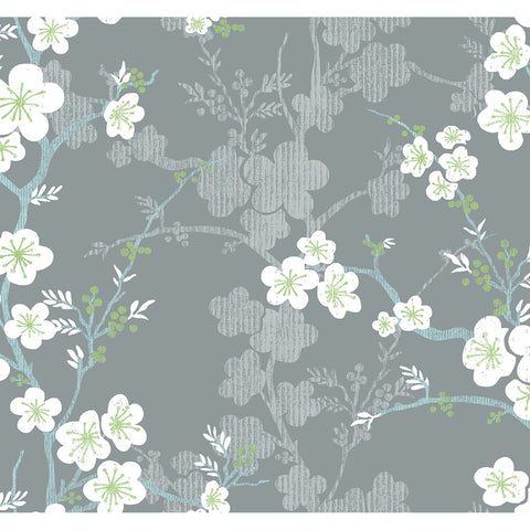 2973-90108 Nicolette Grey Floral Trail Wallpaper