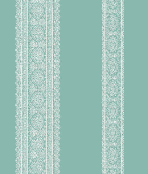 Brynn Turquoise Paisley Stripe Wallpaper