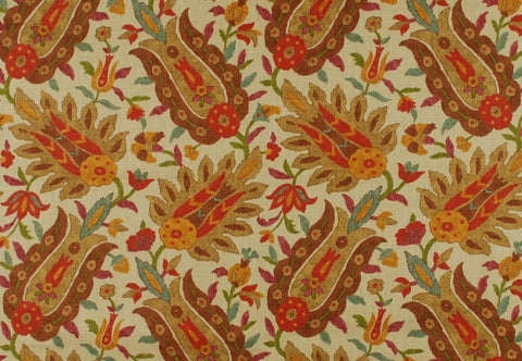 Pratt Jewel Red Brown Floral Fabric