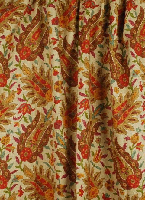 Pratt Jewel Red Brown Floral Fabric