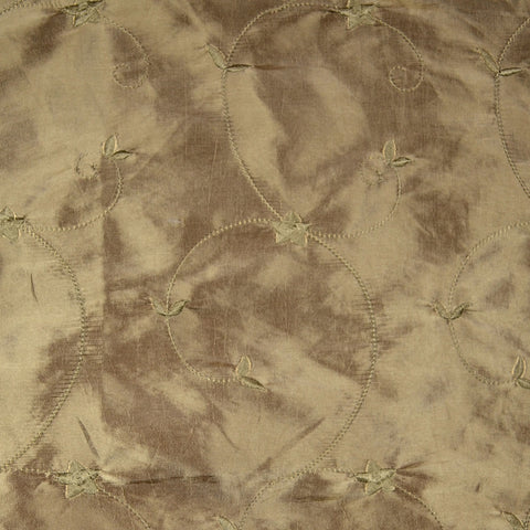 Embroidered Vine Floral Bronze Faux Silk Polyester Fabric