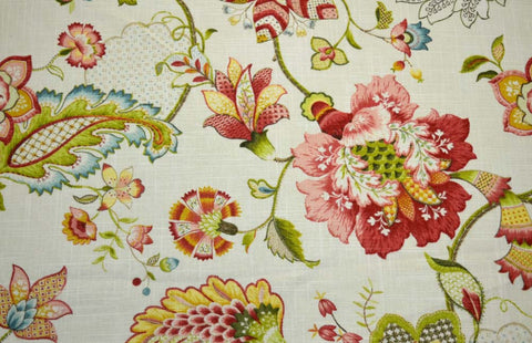 Ophelia Blossom Jacobean Floral Linen Fabric