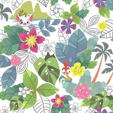 DI0994 Pink/Green Disney Moana Jungle Wallpaper