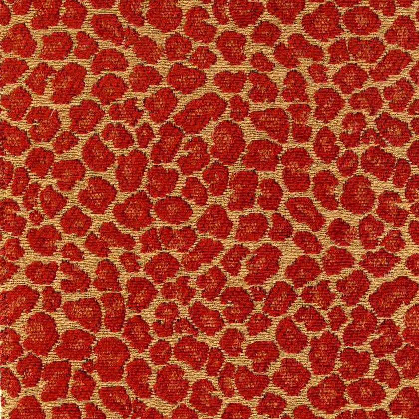 Spots Ruby Red Chenille Cheetah Upholstery Kaufmann Fabric