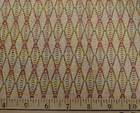 REMNANT Gold Red Diamond Fabric 55 inches x .75 yards