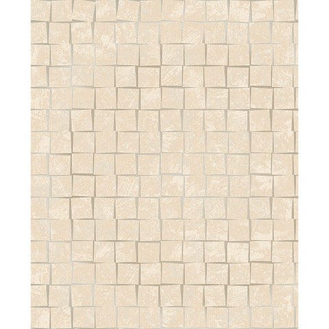 Evolve Cubist Taupe Geometric Wallpaper