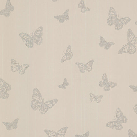 For Your Bath III Café Pearl Butterfly Wallpaper