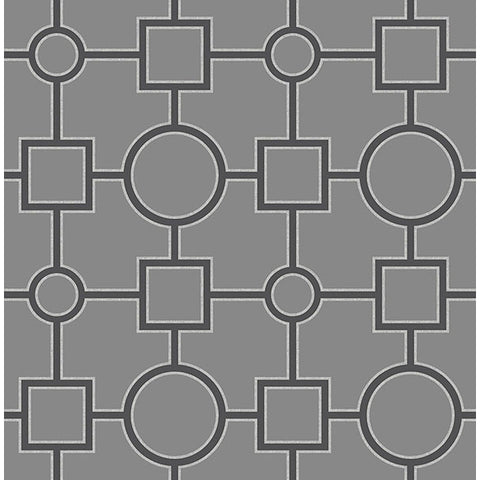 For Your Bath III Matrix Black Geometric Wallpaper
