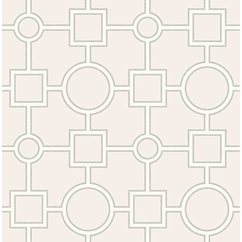 For Your Bath III Matrix Light Grey Geometric Wallpaper