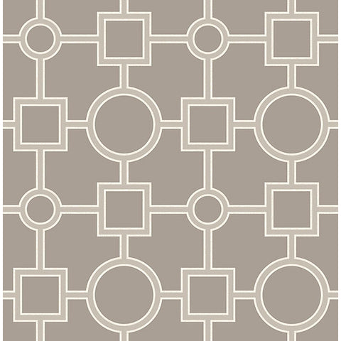 For Your Bath III Matrix Taupe Geometric Wallpaper
