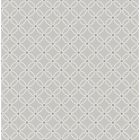 For Your Bath III Kinetic Grey Geometric Floral Wallpaper