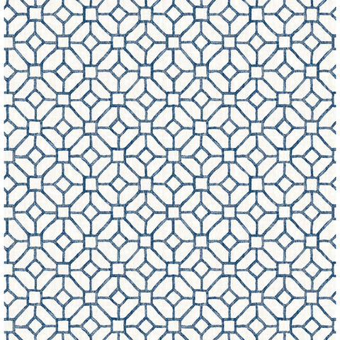 For Your Bath III Gigi Navy Geometric Wallpaper