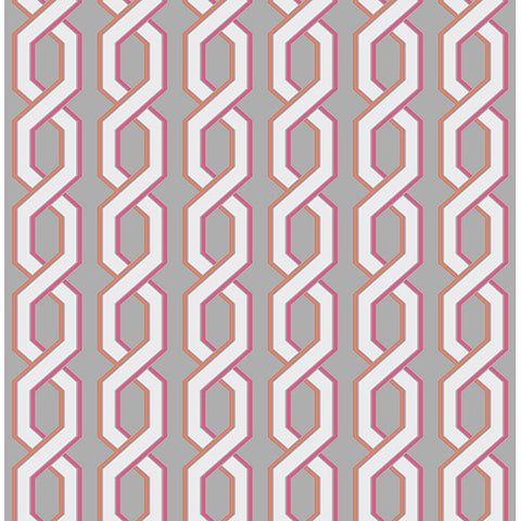 For Your Bath III Twist Pink Geometric Wallpaper
