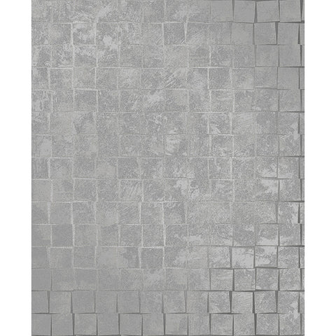 For Your Bath III Dagmar Silver Medium Squares Wallpaper