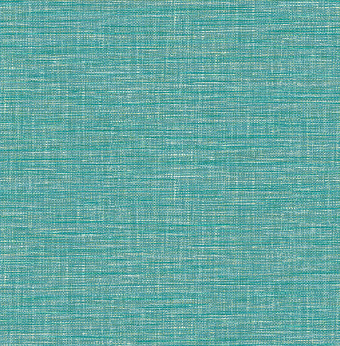 2744-24118 Exhale Teal Faux Grasscloth Wallpaper