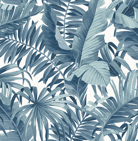 2744-24133 Alfresco Navy Palm Leaf Wallpaper