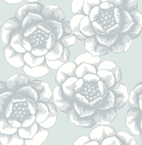 2763-24240 Fanciful Silver Floral Wallpaper