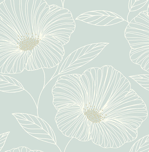 2764-24321 Mythic Seafoam Floral Wallpaper