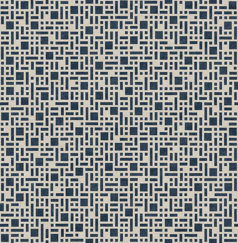 2764-24339 Bento Indigo Geometric Wallpaper