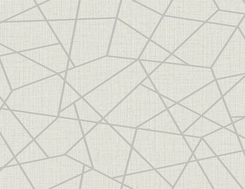 Heath Silver Geometric Linen Wallpaper