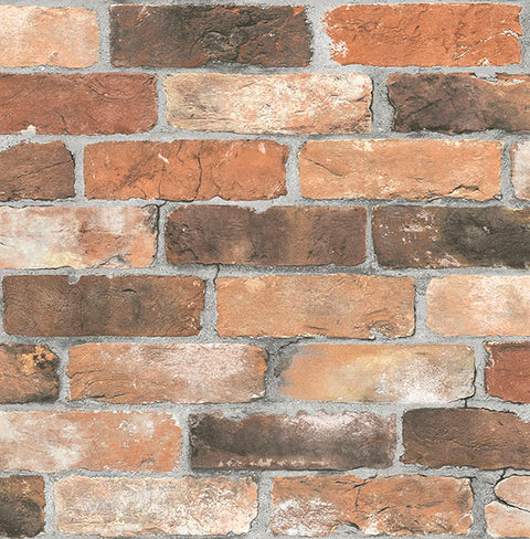 2766-22300 Bushwick Red Reclaimed Bricks Wallpaper