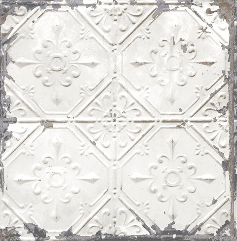 2767-22305 Artisan White Tin Ceiling Wallpaper