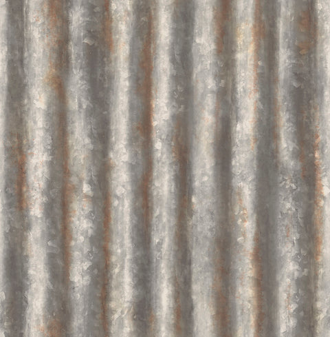 2767-22333 Alloy Silver Corrugated Metal Wallpaper