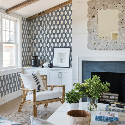 Honeycomb Navy Geometric Wallpaper