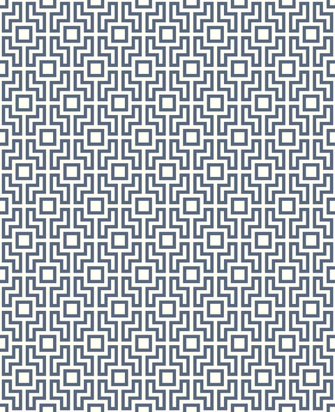 Boxwood Blue Geometric Wallpaper