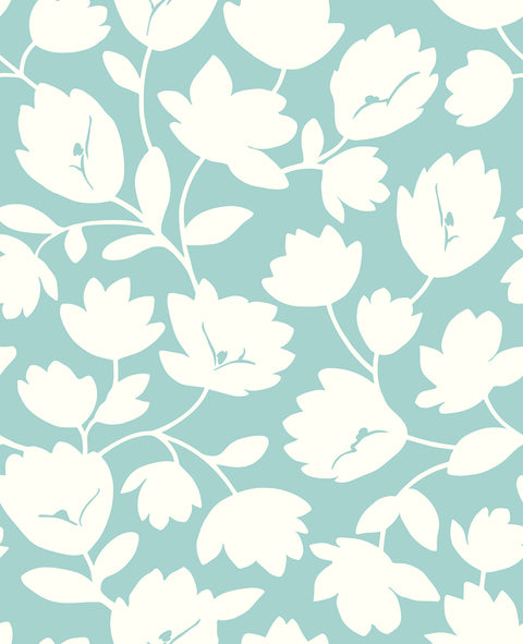 Matilda Turquoise Floral Wallpaper